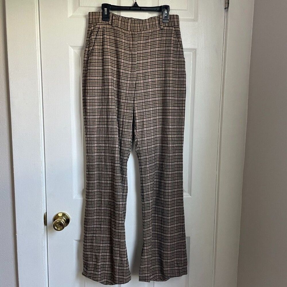 Paris Atelier & Other Stories Womens Plaid Pants Size 6 Brown Pink Retro READ